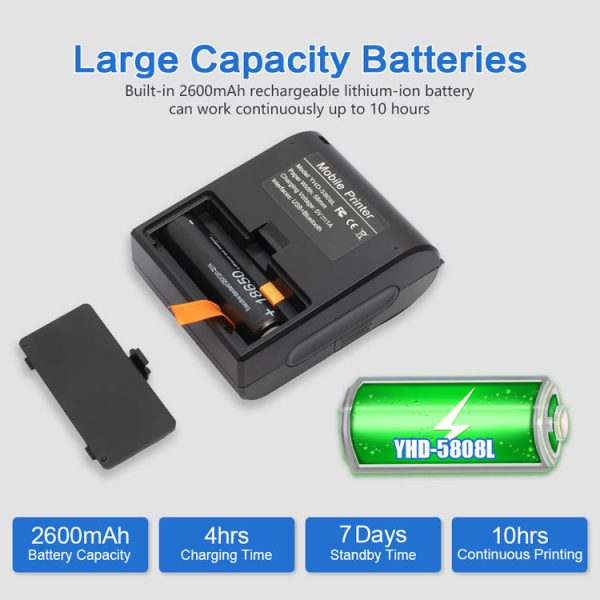 YHD 5808L Portable Bluetooth Thermal Printer 58mm - 1 Year warranty - Image 4