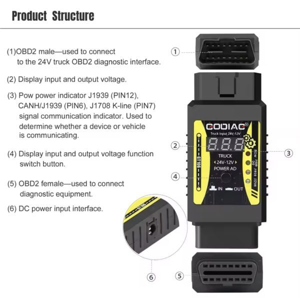 GODIAG GT106 24V to 12V OBD2 Heavy Duty Truck Adapter in Sri Lanka