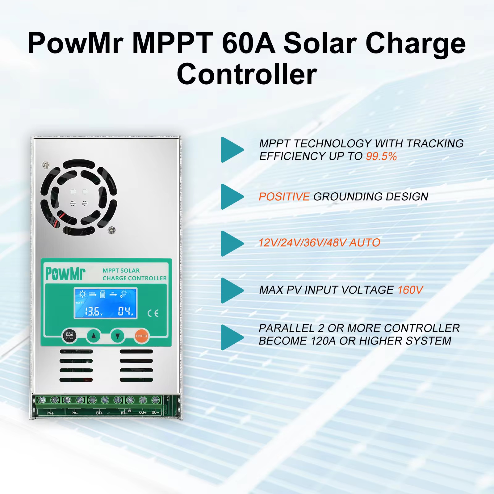 PowMr MPPT 60A Solar Charge Controller - 1 year Warranty - Image 6